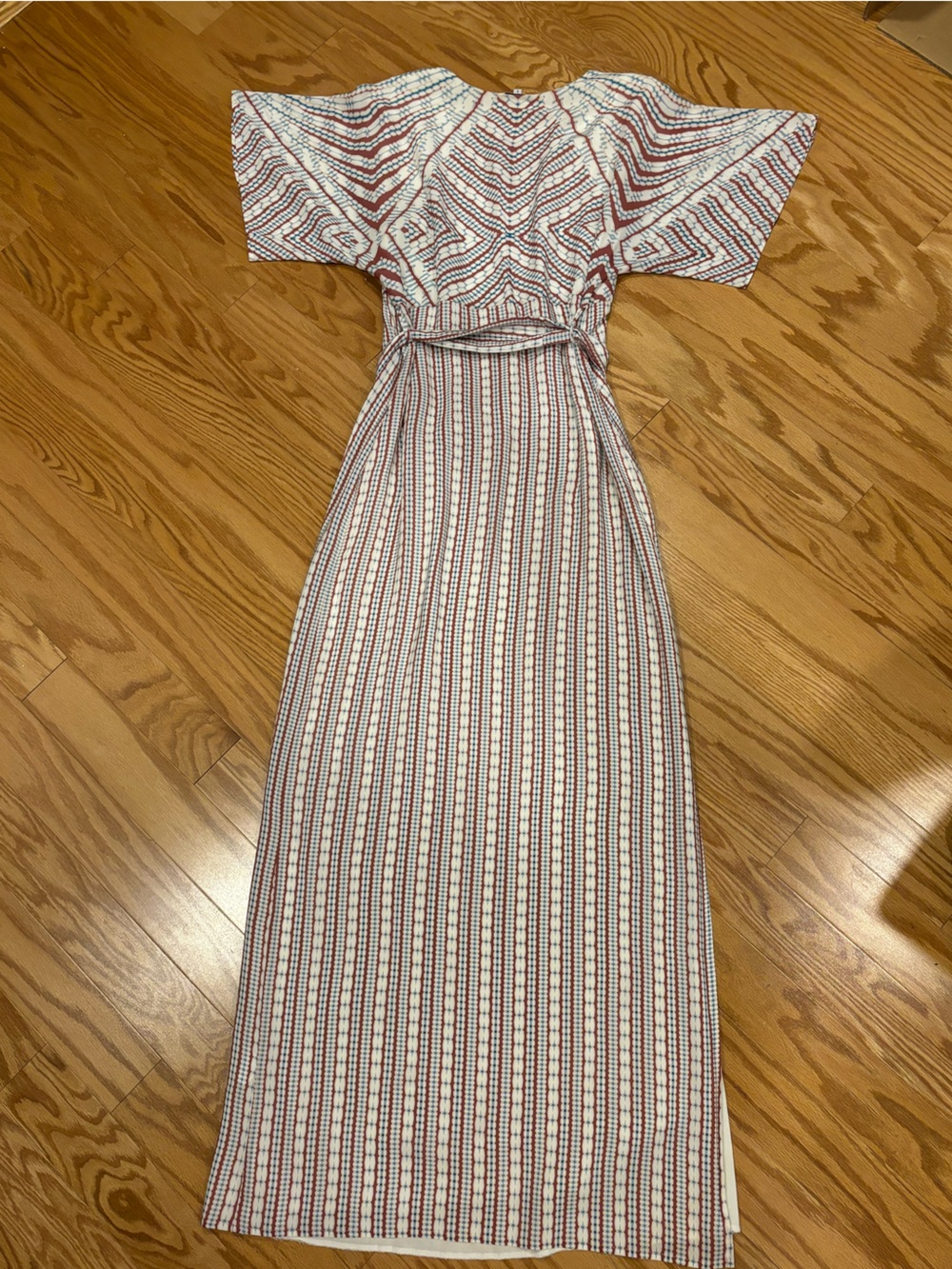 Paolita Kito Maxi Dress Kimono Flutter Sleeves GeoPrint Tassel Tie Resortwear S - Picture 4 of 16